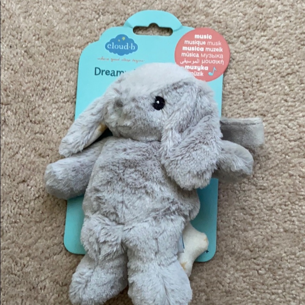 Musical plush grey bunny